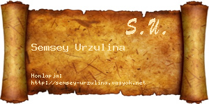 Semsey Urzulina névjegykártya